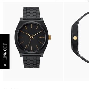 Black Metal Watch with Gold Accents